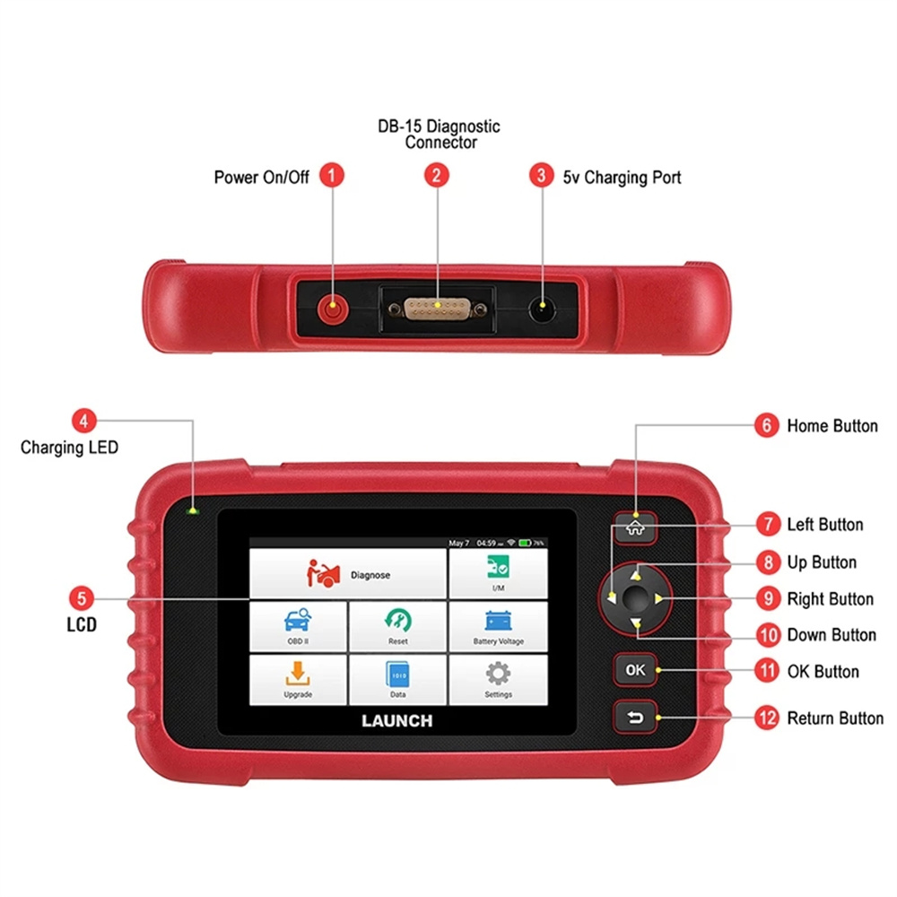 LAUNCH OBD2 Scanner CRP129X Scan Tool 8 Reset  Oil/EPB/TPMS/SAS/DPF/BMS/Throttle Reset,Injector Coding Diagnostic Tool ABS  SRS Engine Transmission Car