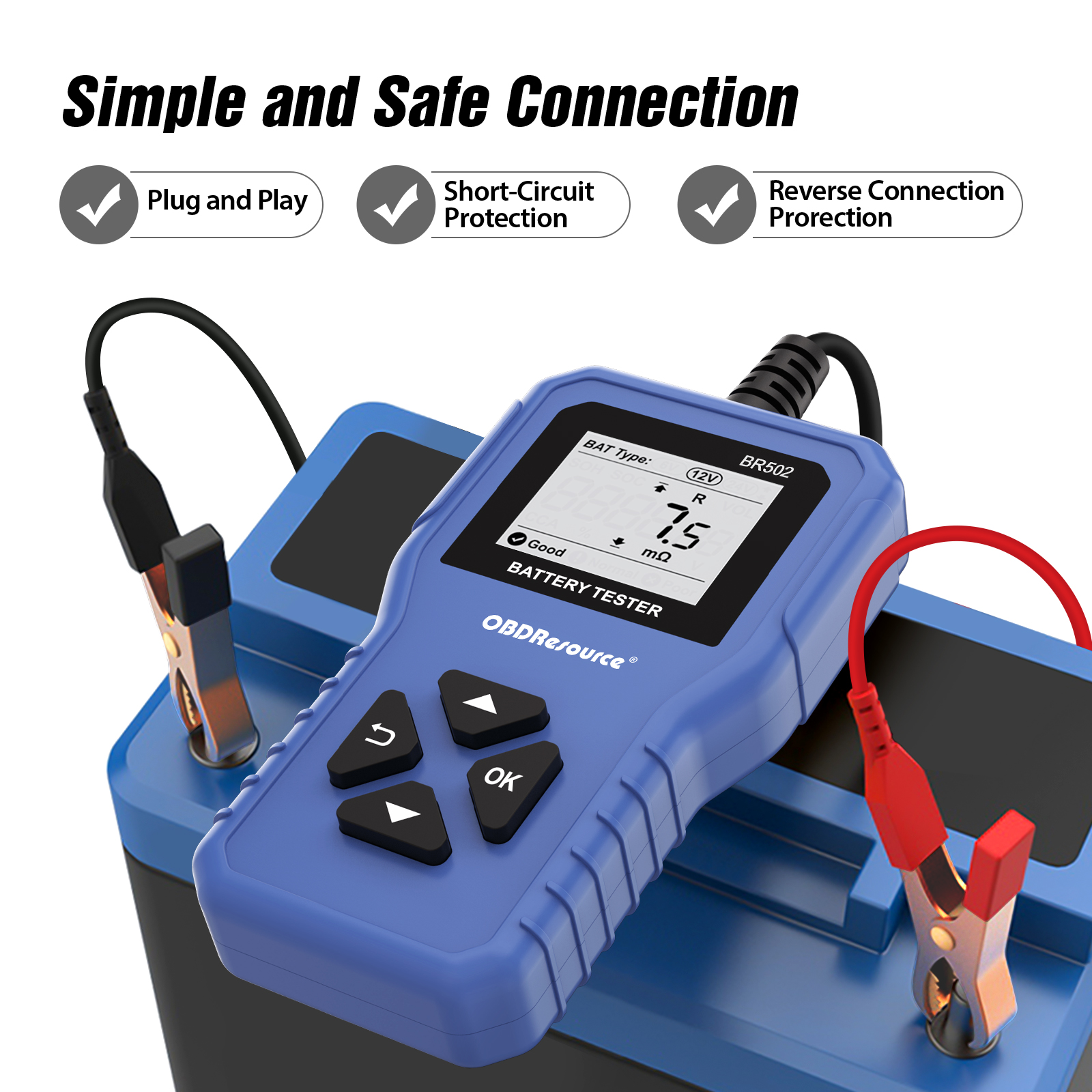 OBDResource BR502 Battery Tester 3 IN 1 2AH-220AH Digital Auto Battery  Tester