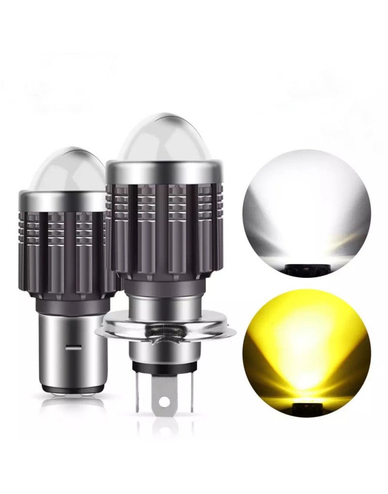10000Lm H4 LED Moto BA20D LED Motorcycle Headlight Bulbs CSP Lens Yellow Hi Lo Lamp Accessories Fog Lights 12V model BA20D